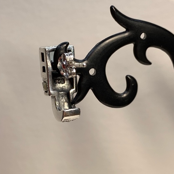 Silpada Vintage Rare Sterling Silver Square Blue Crystal Marcasite Post Earrings - Picture 5 of 14